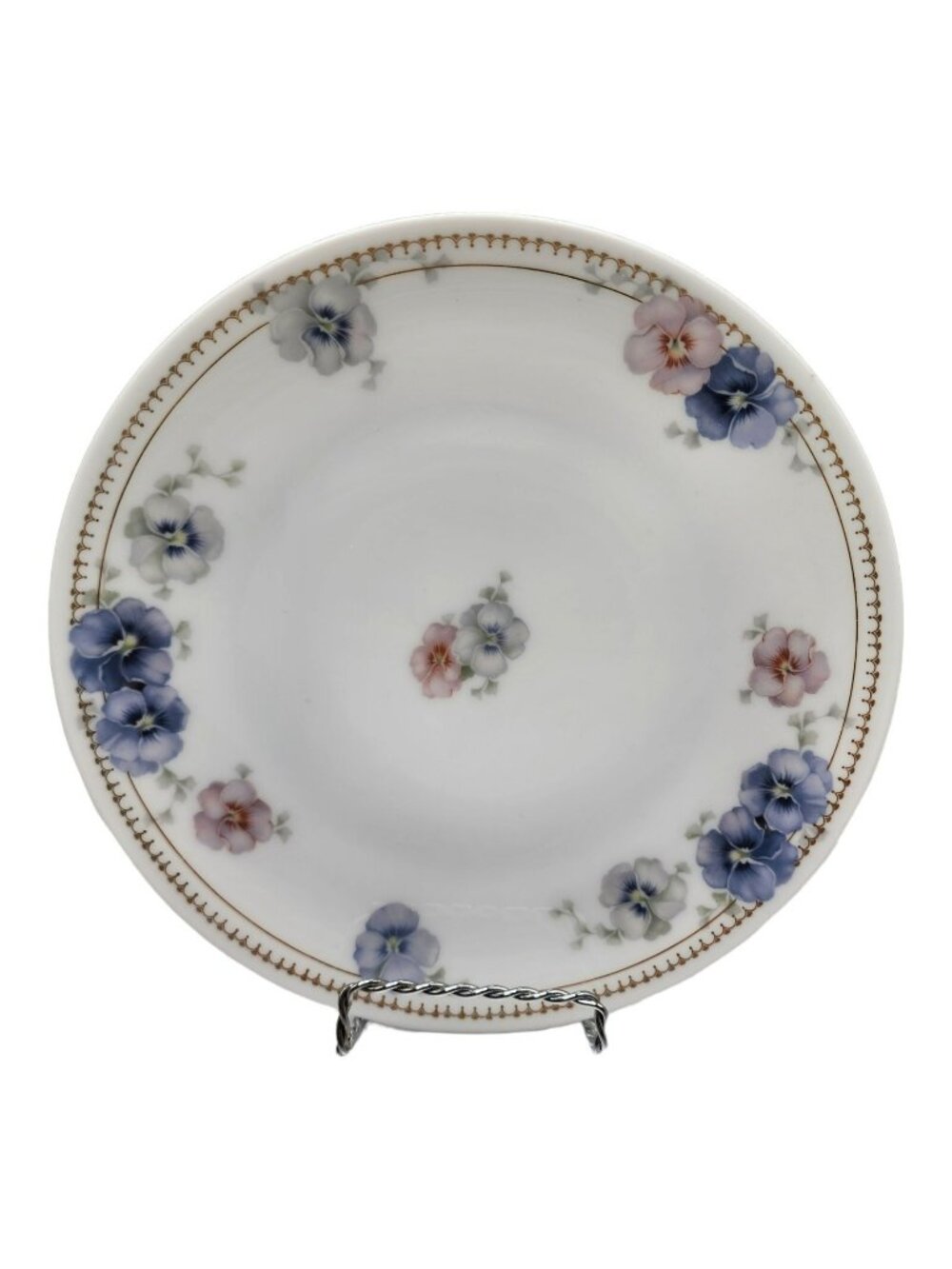 Vintage Thomas Sevres Bavaria Hand Painted Cabinet Plate Pansies 8 1/2"